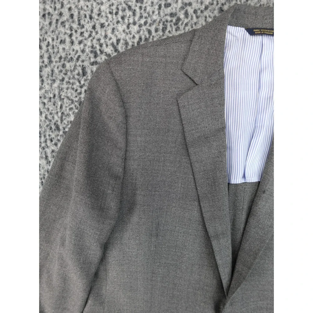 Brooks Brothers Coat Mens Grey Italian Fabric Wool Blazer 2-Button Size 44L‎